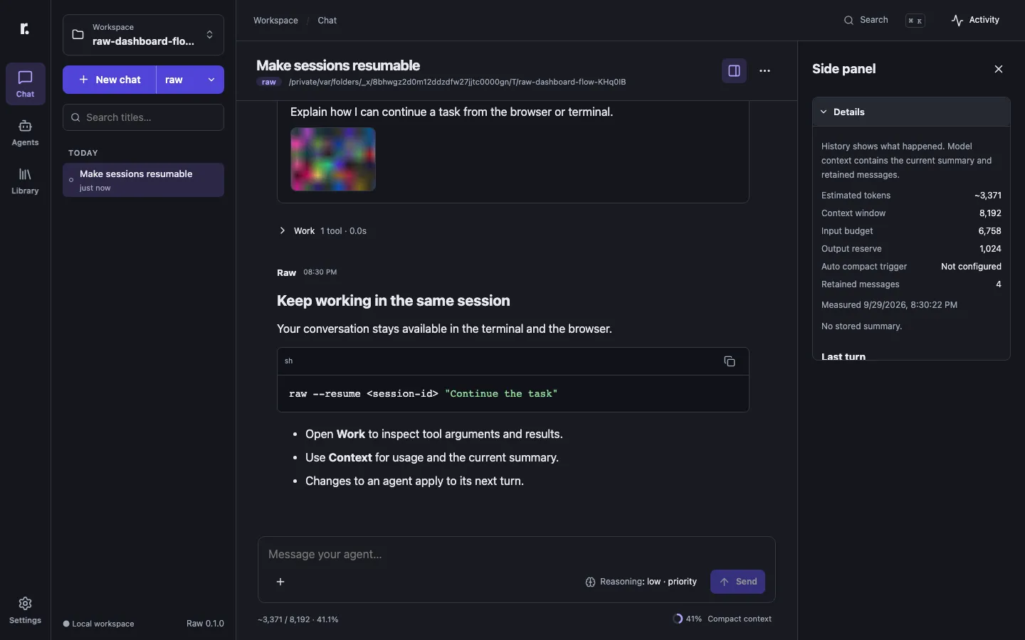 The context inspector showing estimated tokens, usage and measurement coverage.